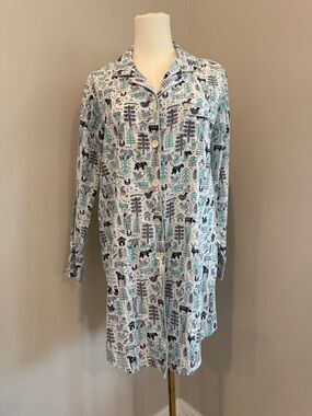 Roller Rabbit Nordic Folk Button-Front Nightshirt
